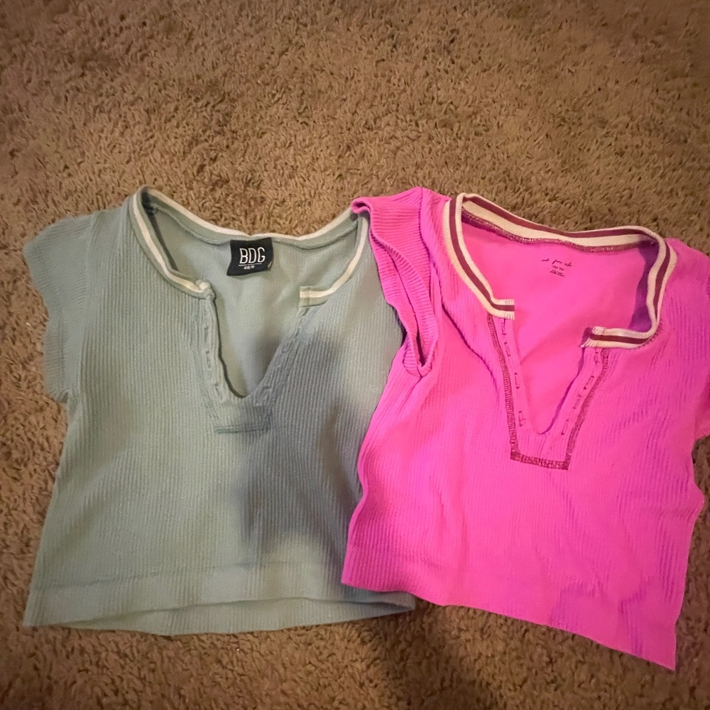 2 urban outfitters top pink and green